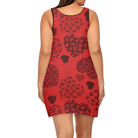 Red Leopard Heart Dress Valentines Day Cheetah Hearts Sleeveless Dress Cute Leopard  Print Lovers Vest Dress - Etsy