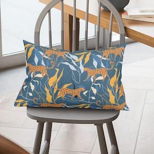 Animal Print Pillow Cover Blue Cheetah Pillow Case for Safari Lovers Classy African Fabric Rectangular & Square Leopard Throw Pillow Covers