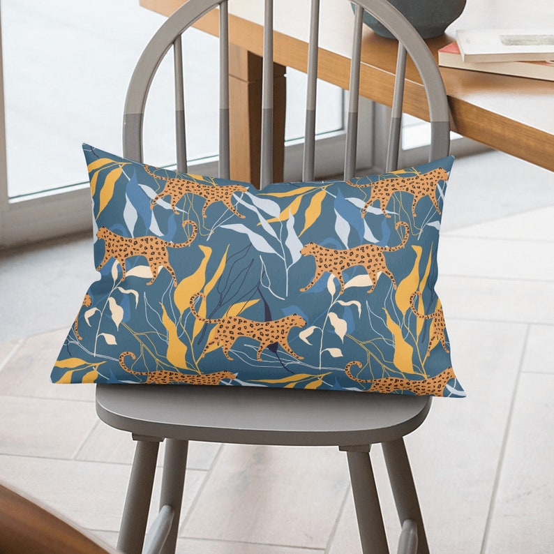 Animal Print Pillow Cover Blue Cheetah Pillow Case for Safari Lovers