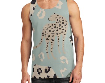 Camiseta regata masculina Cheetah sem mangas com estampa de leopardo para ele, seu Safari Animal Print, regata com padrão de leopardo legal, presente para marido e namorado