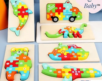 Wooden Jigsaw Stocking Filler- Montessori - 3D Wee Puzzle - Educational Toys for Boys, Girls, Play Groups, Toddler, Children