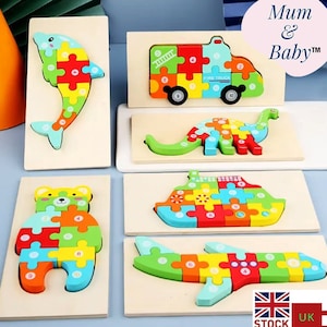 Wooden Jigsaw Stocking Filler- Montessori - 3D Wee Puzzle - Educational Toys for Boys, Girls, Play Groups, Toddler, Children