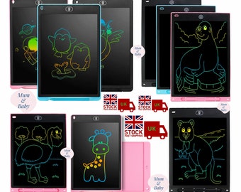 8.5/10/12 inch Doodle Pad LCD Writing and Drawing Tablet for kids, teachers, parents, Therapists etc. Multicolour Drawing - Erase & Rewrite