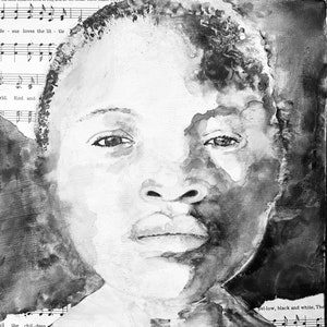 Jesus Loves the Little Children | Hand Drawn Portrait with Music | Child Portrait Music |  Hymn Art | Christian Art | Grandparent Gift