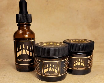BEAST and BARON - Baron's Premium Custom Beard Care Variety Pack - Choose 3 - All Natural Ingredients - Made in the USA
