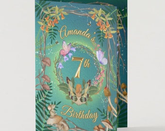 Invitación de cumpleaños número 7 de hadas, tema de hadas, invitación mágica de jardín de hadas, invitación de cumpleaños digital, invitación de jardín de hadas