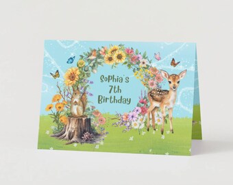 Invitación de cumpleaños de animales del bosque, cumpleaños mágico, invitación de cumpleaños caprichosa