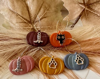 Cute pumpkin hoop earrings for Fall and Halloween , Fall colors earrings, simple pumpkin earrings for Fall