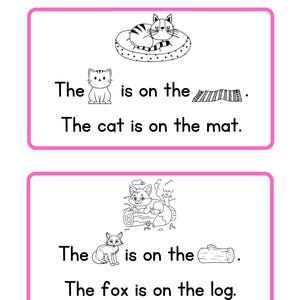 D17_Montessori-Inspired Sentence Cards | Phonetic Learning | Digital Download | Early Literacy Printable | Pink Montessori Material