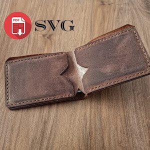 Portemonneesjabloon. Patroon leren portemonnee. Geld portemonnee patroon. Leren portemonnee SVG- en pdf-bestanden