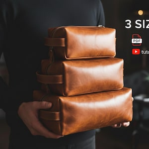 Leather Toiletry Bag Pattern: Dopp Kit Sewing Template (PDF Pattern)