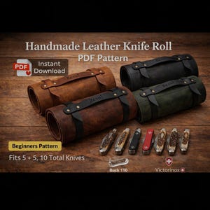 Leather Knife Roll PDF Pattern | Beginner Folding Pocket Knife Organizer