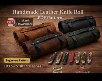 Leather Knife Roll PDF Pattern | Beginner Folding Pocket Knife Organizer