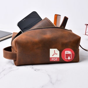 Leder Dopp Kit Schnittmuster. Kulturtasche aus Leder. Barbier Dopp Kit. Herren Kulturtasche. Trauzeuge Tasche