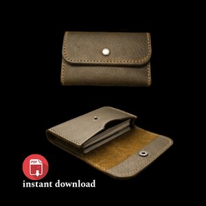 Patrón PDF de billetera de cuero con botones. Cartera de cuero con botones a presión. Estuche Cartvisit