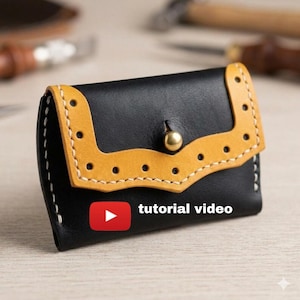 Wallet3. Tutorial video. Pdf pattern for women. Leather wallet template.