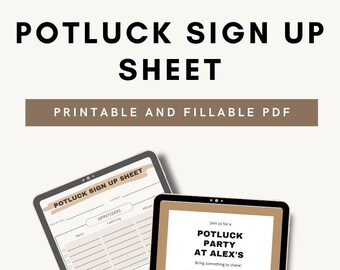 Potluck Sign Up Sheets: Printable and Fillable PDF