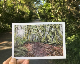 Pacific Northwest Forest Postcard | 4x6" Art Print Postcard on Vellum Paper | Landscape Postcard | Frameable Art