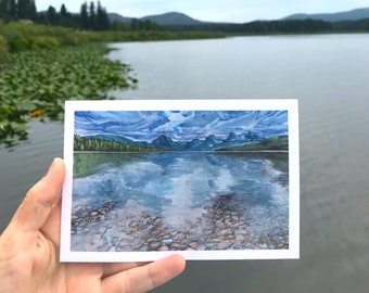 Mountain Lake Postcard | 4x6" Art Print Postcard on Vellum Paper | Landscape Postcard | Frameable Art