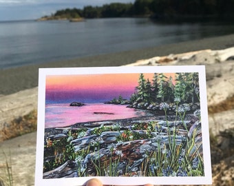 Juego de postales de la Isla de Vancouver / Paquete de 5 postales de 10 x 15 cm con impresiones artísticas en papel vitela / Postales de naturaleza / Arte enmarcable