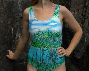 Traje de baño Mangrove Under the Sea / Traje de baño de una pieza / Hecho a pedido / Ropa de arte