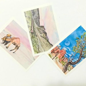 Set di cartoline del deserto / Confezione da 3 cartoline con stampa artistica da 4x6" su carta pergamena / Cartoline naturali / Arte incorniciabile