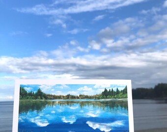 Juego de postales de agua y aves acuáticas / Paquete de 4 postales de 10 x 15 cm con impresiones artísticas en papel vitela / Postales de naturaleza / Arte enmarcable