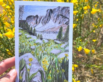 Juego de postales de montaña / Paquete de 5 postales de 10 x 15 cm con impresiones artísticas en papel vitela / Postales de naturaleza / Arte enmarcable