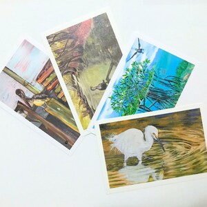 Waterbird Postcard Set | 4-Pack of 4x6" Art Print Postcards on Vellum Paper | Nature Postcards | Frameable Art