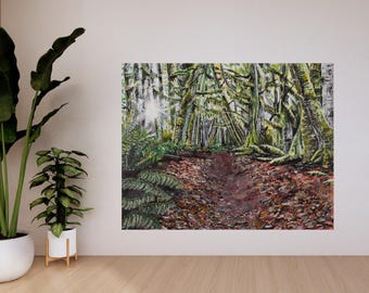 Impresión artística de bosque musgoso / Descarga digital / Arte mural / Arte natural