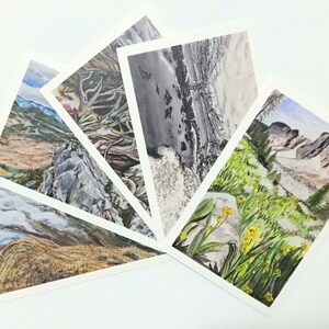 Berg Postkarten Set | 5er-Pack 4x6" Kunstdruck Postkarten auf Pergaminpapier | Natur Postkarten | Rahmenbare Kunst