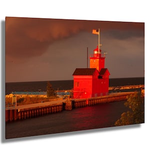 Lighthouse Ablaze Holland Michigan, Big Red Canvas, Metal, or Wall Print