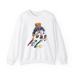 ポロベア ペインター スウェットシャツ、メンズ、レディース クルーネック ジャンパー、冬服、マルチカラー、ヒップスターファッション、着心地の良いセーター
