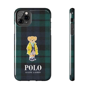 Ralph Lauren Bär Handy Hülle, Polo Regenmantel mit Grünen Karo Inspiriert - Hüllen für iPhone, Samsung, langlebige Telefon-Abdeckung, stilvoller Designer