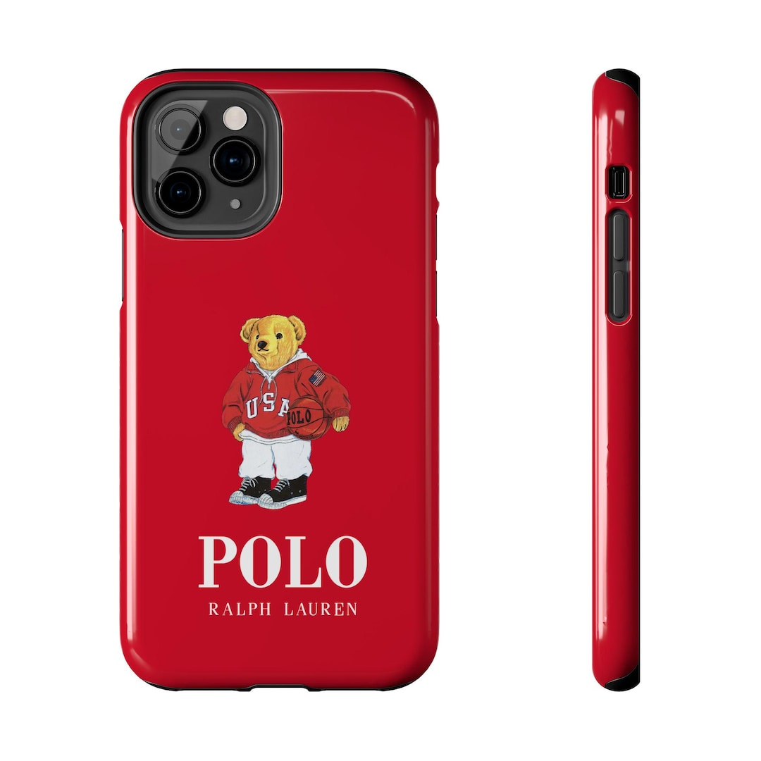 Ralph Lauren Bear Tough Phone Case, Red USA Polo Sport Sweater Inspired