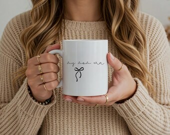 Ceramic Coffee Mug | Minimalist Bow Design, "In My Mom Era" Script