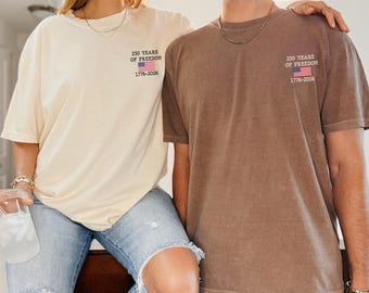 250 Years of Freedom Embroidered Shirt, 1776-2026 Patriotic Shirt, USA Flag Embroidered, 4th of July Apparel, American Flag Shirt Unisex