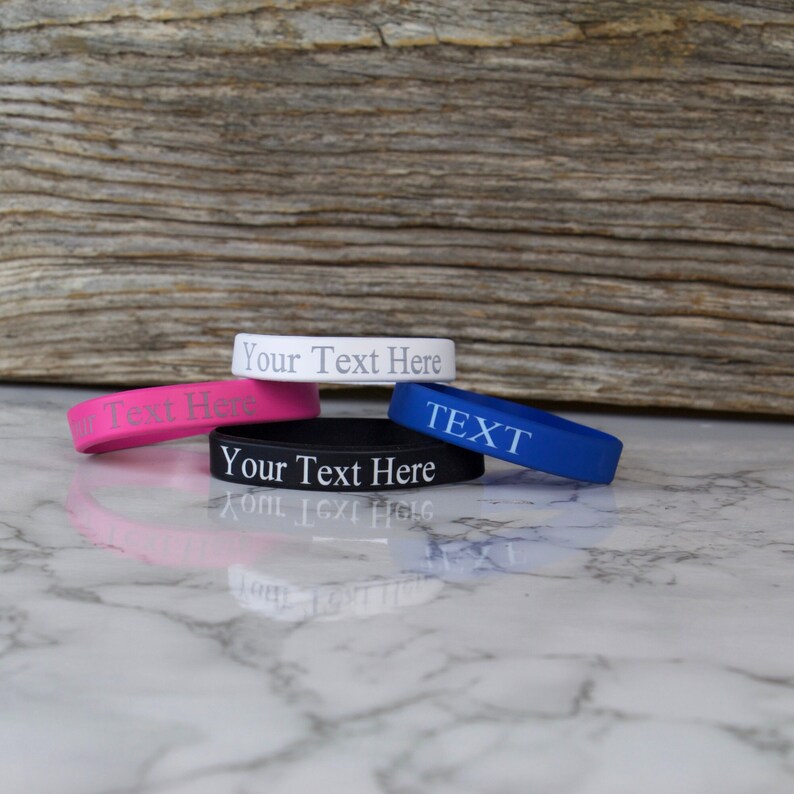 Custom Classic Silicone Wristbands, Personalized Rubber Bracelets