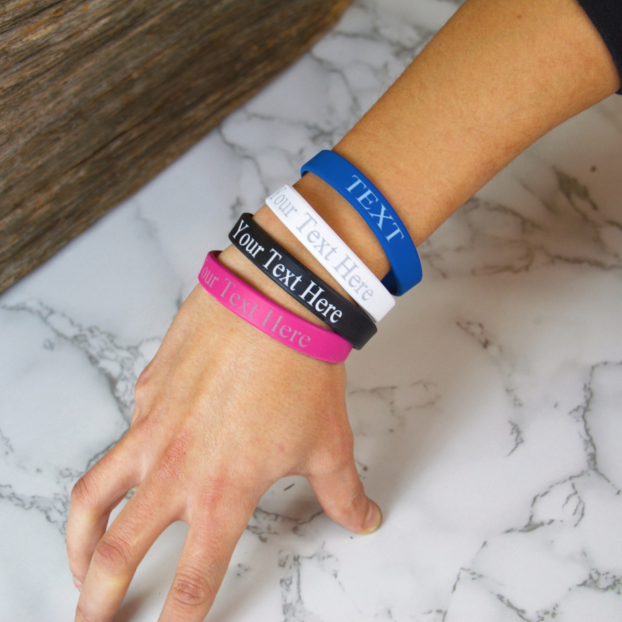 Custom Classic Silicone Wristbands, Personalized Rubber Bracelets