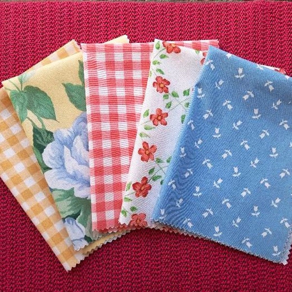 FABRIC BUNDLE, Quilting, Slow Stitching, Sewing, Embroidery, Patchwork, Embroidery, Patchwork, Checks, Flowers