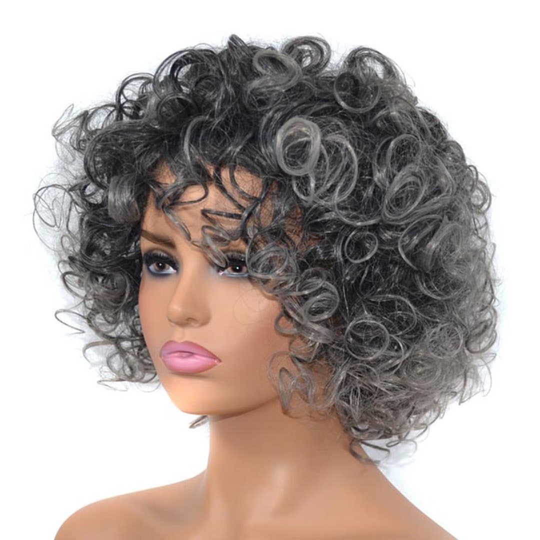 Deep Curls Wig Cap and an Explosive Head Africanstyle Granny Gray Wig