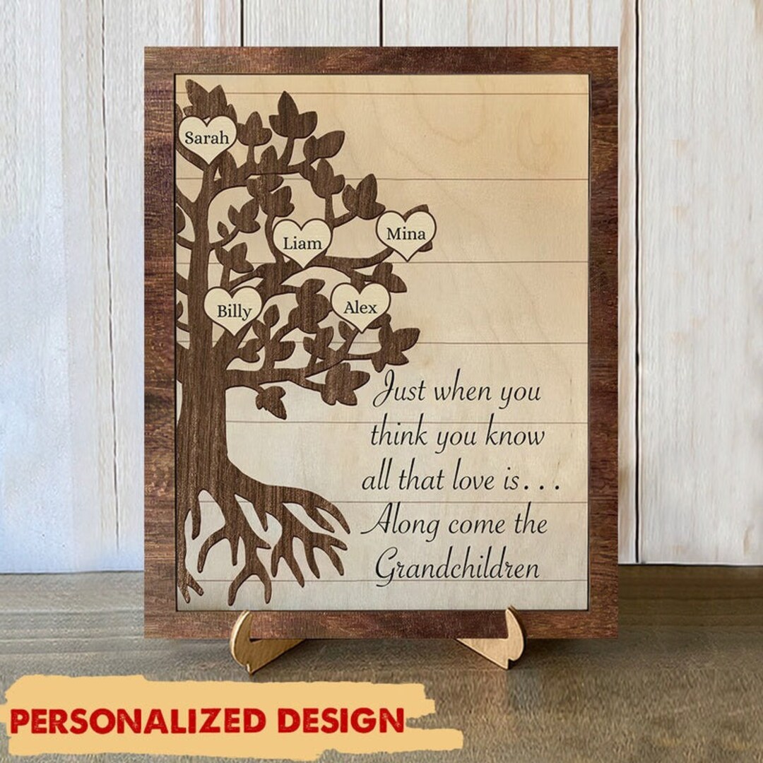 Personalized Family Tree Wood Plaque Gift for Grandparents,gift for Mom ...