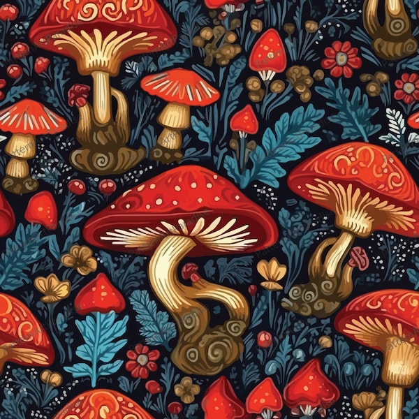 Mushroom Pattern Bundle | (Arts & Crafts, Fabric Design, Pattern Design, Product Design
