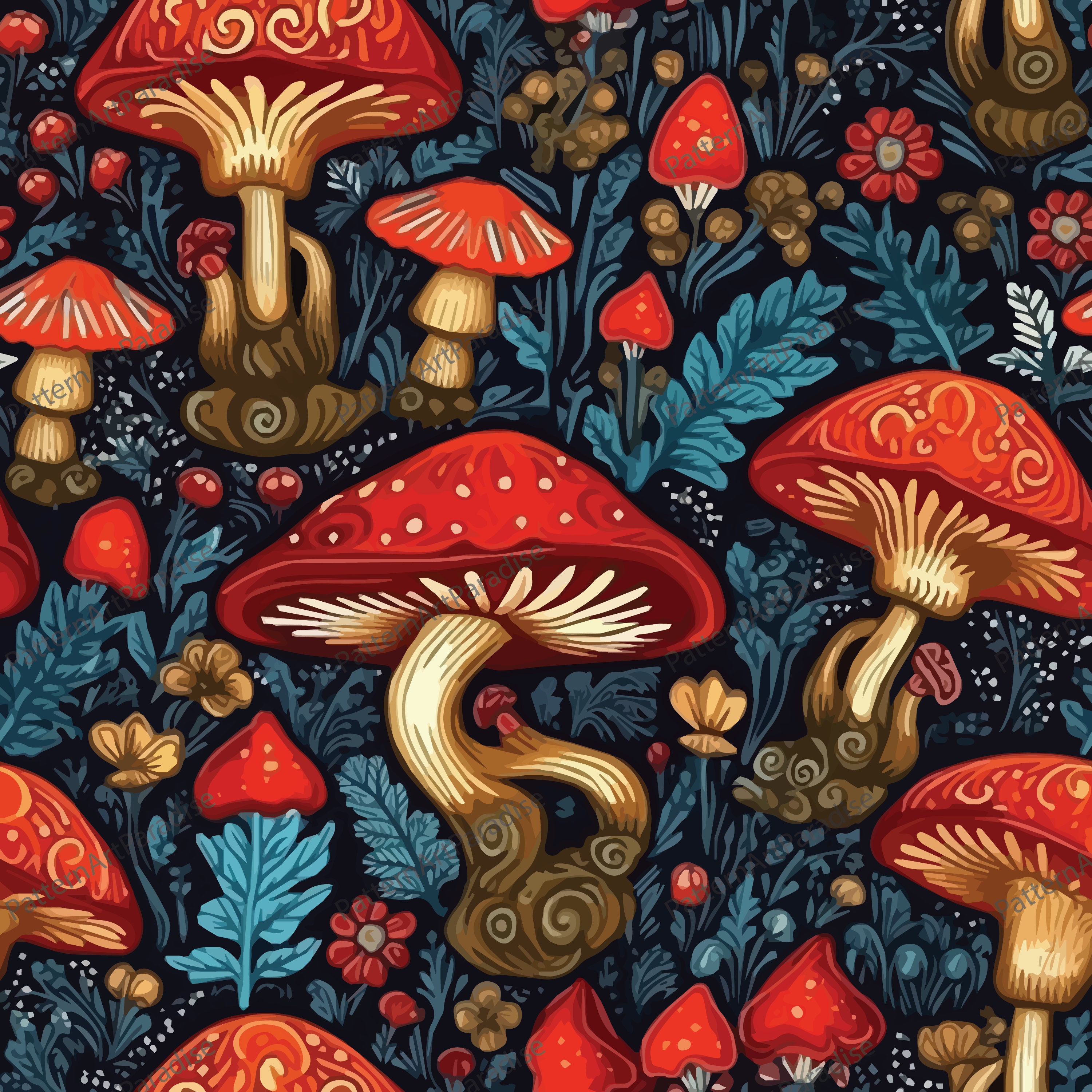 Mushroom Pattern Bundle | (arts & Crafts, Fabric Design, Pattern Design ...