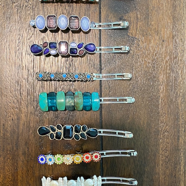 Repurposed estate jewelry barrettes