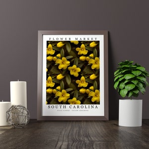 South Carolina State Flower - Yellow Jessamine Wall Art Print Flower Market Poster Printable Digital Pastel Art Floral Decor Gifts