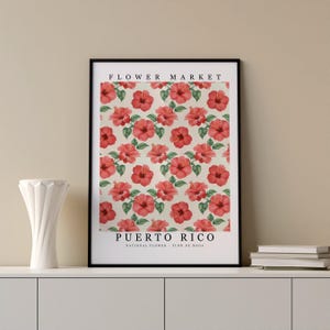 Puerto Rico National Flower - Flor De Maga Wall Art Print Flower Market Poster Printable Digital Pastel Art Floral Decor Botanical Art