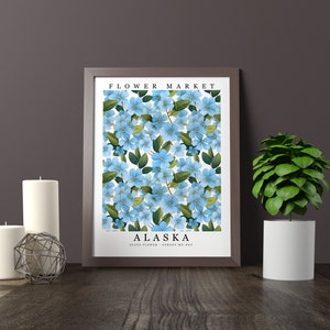 Fiore dello stato dell'Alaska - Non ti scordar di me Stampa artistica da parete Poster del mercato dei fiori Stampabile digitale pastello Arte Decorazioni floreali Regali