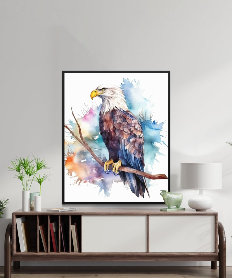 Watercolor Bald Eagle, Printable Art, Bald Eagle Print Download, Bald Eagle Poster, Bird Painting, Wildlife Gift, Wall Decor, Bird Photo image 1