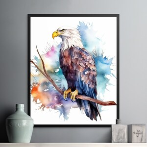 Watercolor Bald Eagle, Printable Art, Bald Eagle Print Download, Bald Eagle Poster, Bird Painting, Wildlife Gift, Wall Decor, Bird Photo image 5